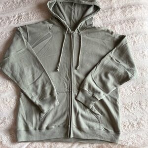 Hollister Sage Green Hooded Zip Oversized Sweatshirt